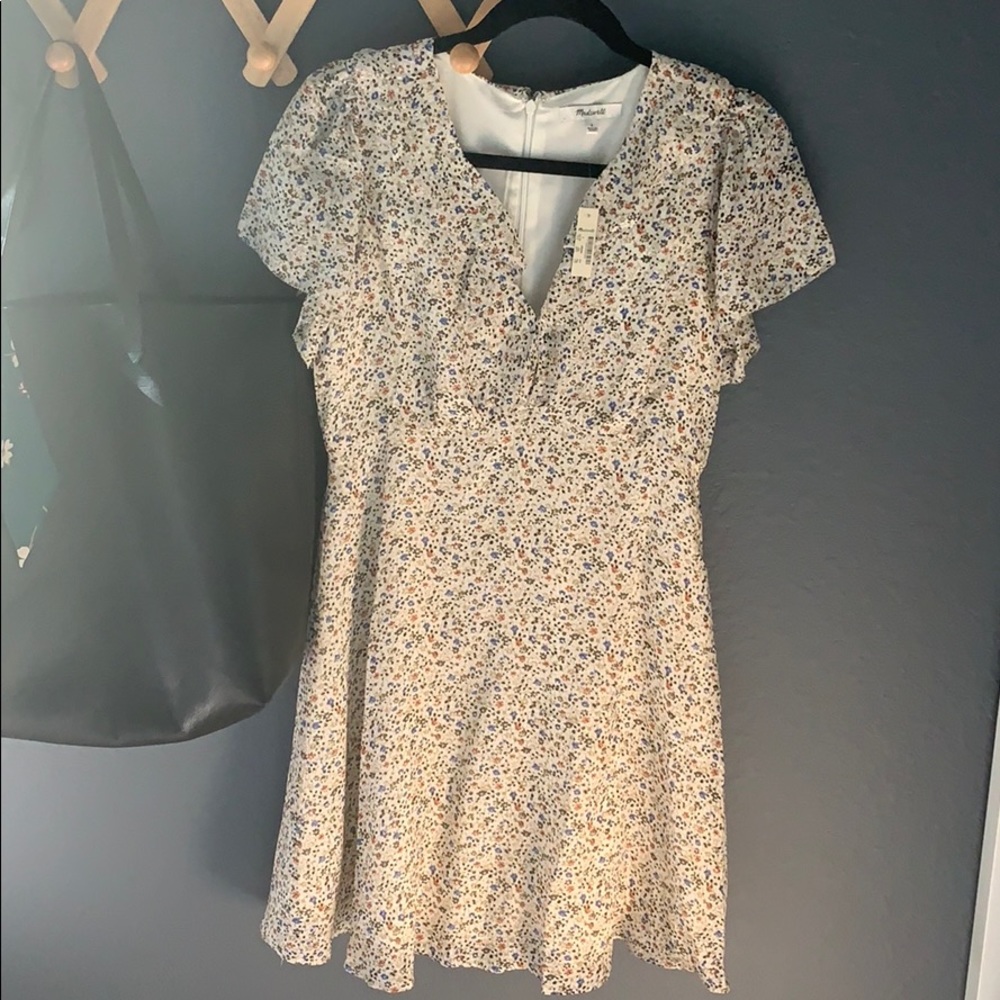 Madewell Silk Ruffle-Neck Mini Dress - Picture 2 of 4